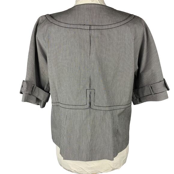 Kenneth Cole Reaction Short Sleeve Blazer Women 12 Pin Stripe Business Casual - Picture 3 of 12